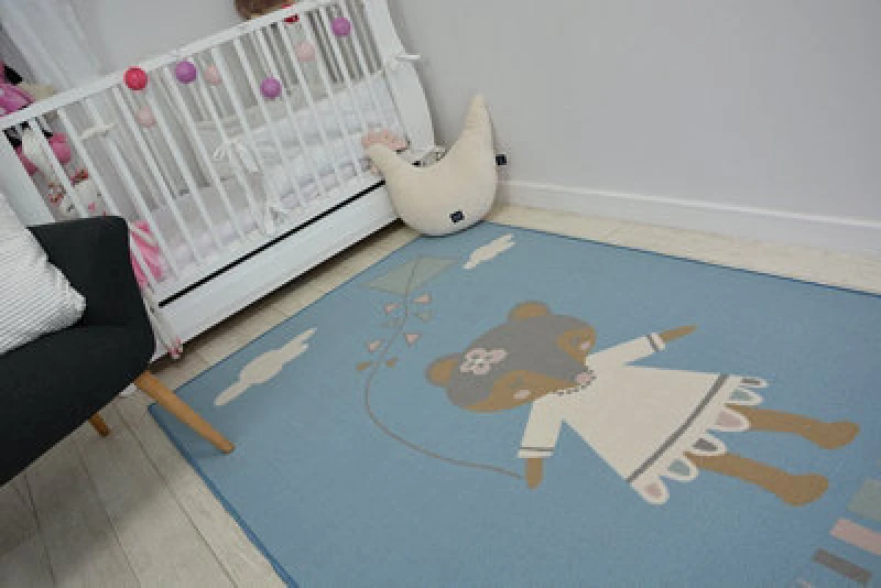 Image of RugsX Carpet For Kids Loko Mouse Blue Anti Slip 160X220 Cm