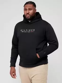 Image of Tommy Hilfiger Big & Tall Hilfiger New York Overhead Hoodie - Black, Size 4XL, Men