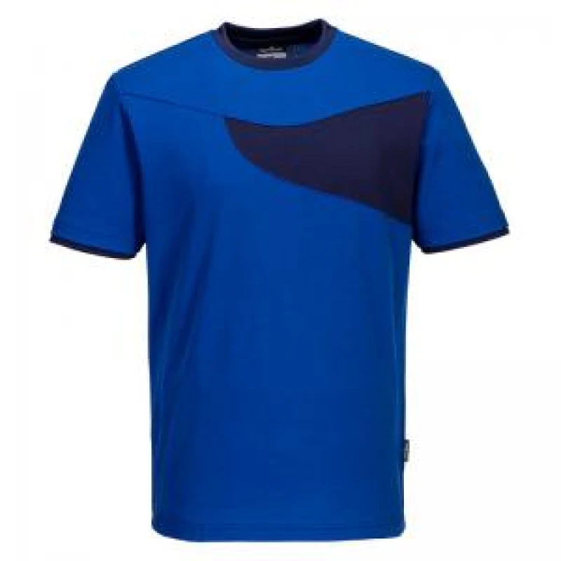 Image of Portwest PW2 Mens Cotton Comfort T Shirt PW211RNAL Colour: Royal Blue / Navy