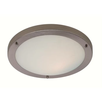 Image of Rondo - LED 24 Light Flush Ceiling Light Brushed Steel, Opal Glass IP44 - Firstlight