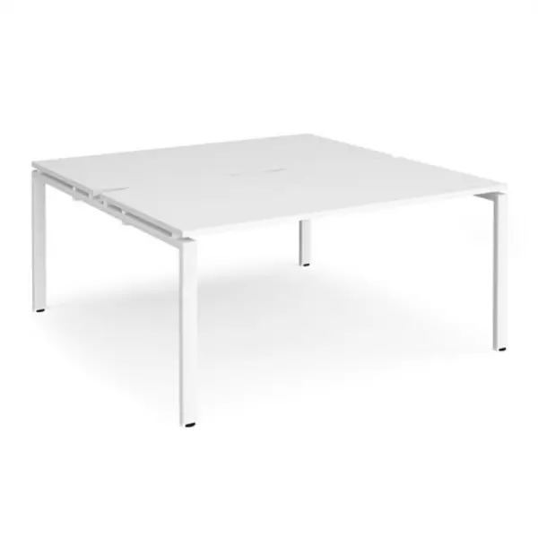 Image of Adapt Bench Desk 2 Person Starter Rectangular Desks 1600mm White Tops With White Frames 1600mm Depth Adapt White E1616-SB-WH-WH