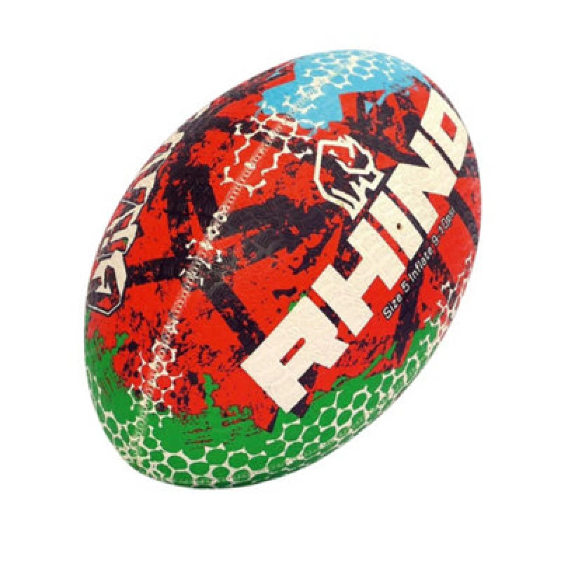 Image of Rhino Graffiti Rugby Ball Red/blue/green (5)