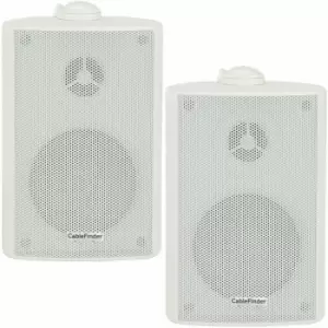 Image of Loops - pair) 2x 5.25' 90W White Outdoor Rated Speakers Wall Mounted HiFi 8Ohm & 100V