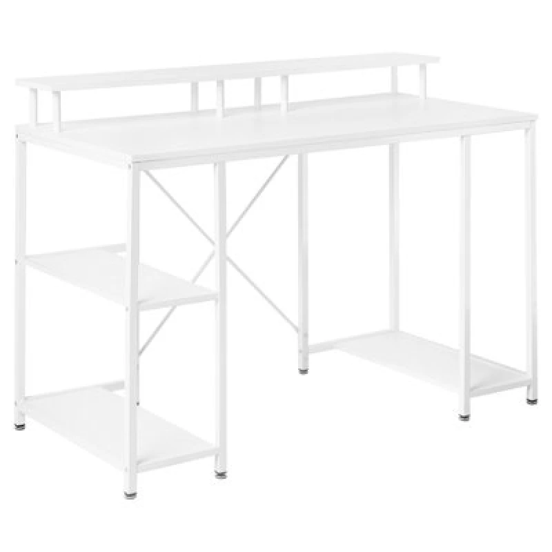 Image of Beliani Home Office Desk Caddo White 120 Cm 60 Cm With Shelves