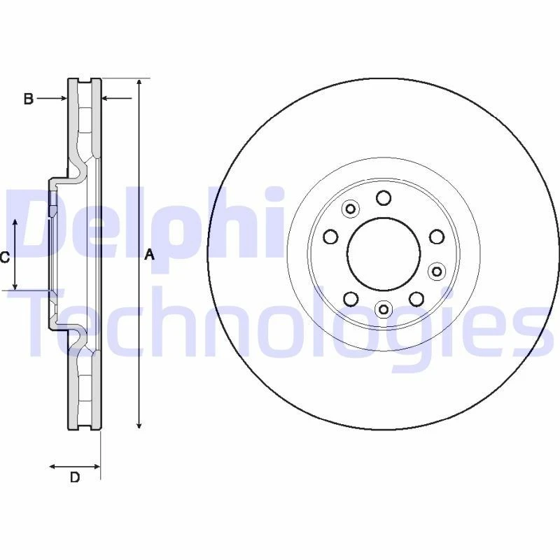 Image of DELPHI Brake disc DELPHI BG9151C