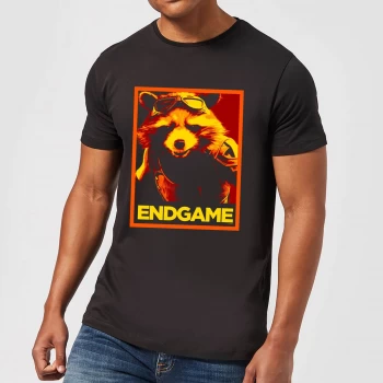 Image of Avengers Endgame Rocket Poster Mens T-Shirt - Black - 3XL - Black