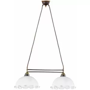 image of 14kolarz - nonna cozy style chandelier in antique brass, 2 bulbs, matt glass