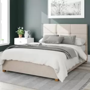 Image of Aspire Caine Twill Kingsize Ottoman Bedframe - Natural