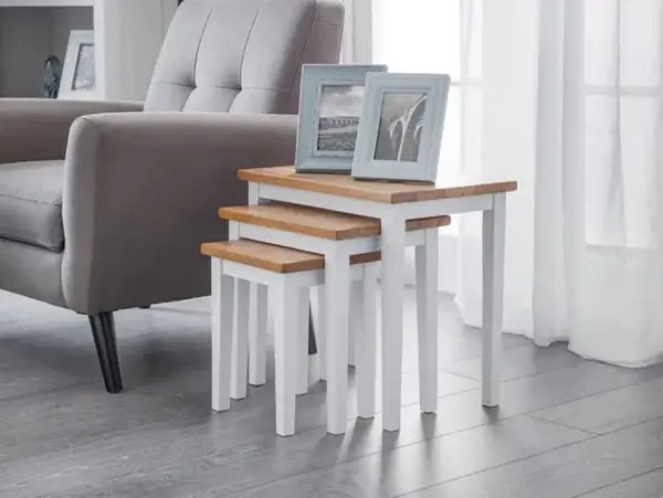 image of Julian Bowen Cleo White and Oak Wooden Nest of Tables