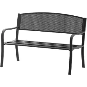 image of 2 Seater Metal Bench Patio Park Loveseat Garden Chair Outdoor Seating - Outsunny