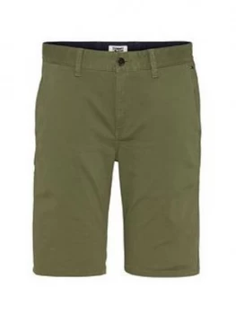 image of Tommy Jeans Essential Chino Short - Uniform Olive, Uniform Olive, Size 30, Men