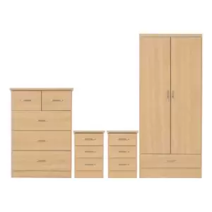 Image of Seconique Nevada 2 Door 1 Drawer Wardrobe Bedroom Set - Sonoma Oak Effect