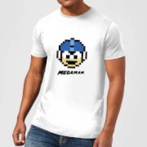 Image of Mega Man Pixel Face Mens T-Shirt - White - 3XL