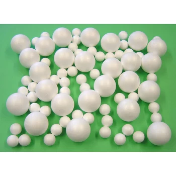 image of Polystyrene Balls (Assorted pack of 75) 50 x 35mm and 25 x 70mm - Major Brushes