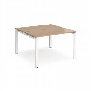 image of Adapt II Back to Back Desk s 1200mm x 1200mm - White Frame Beech top