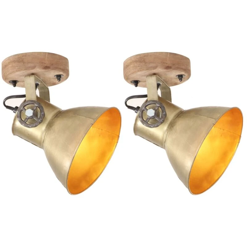 Image of VIDAXL Industrial Wall/Ceiling Lamps 2 pcs Brass 20x25cm E27 vidaXL 8720286023938