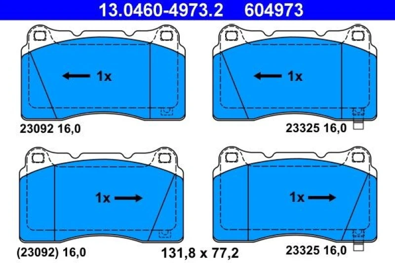 Image of ATE 13.0460-4973.2 Brake pad set with acoustic wear warning Brake Pad Set,disc brake (402)
