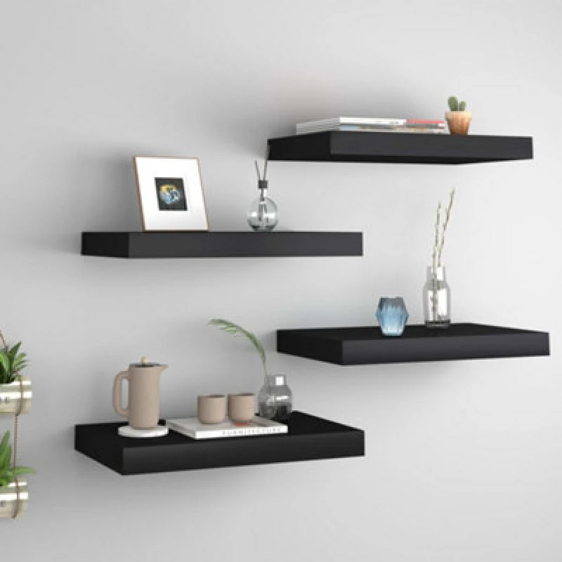 Image of VIDAXL Floating Wall Shelves 4 pcs Black 40x23x3.8cm MDF vidaXL 8720286074596