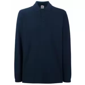 image of Fruit Of The Loom Mens Premium Long Sleeve Polo Shirt (XL) (Deep Navy)