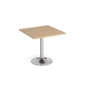 Image of Genoa square dining table with chrome trumpet base 800mm - kendal oak