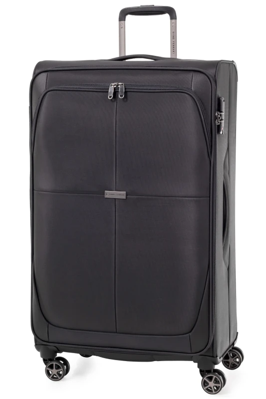 Image of Gino Ferrari Omis Premium Lightweight Soft Shell Suitcase, Wheeled TSA Hold Luggage in Black Size: Large Black Unisex Large
