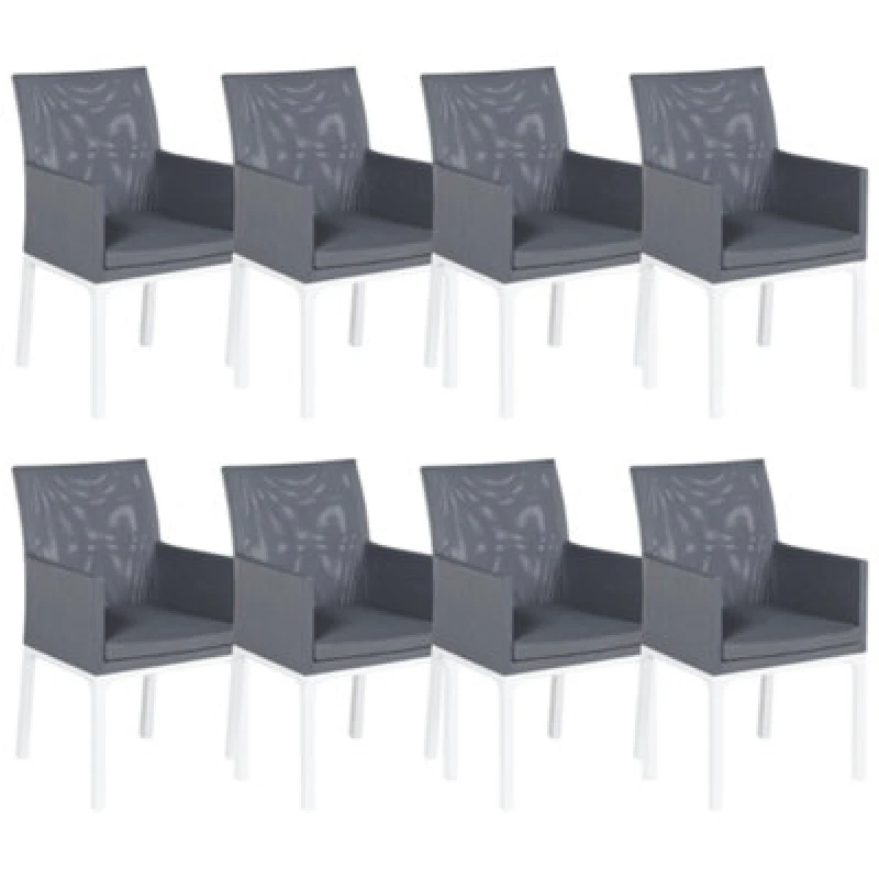 Image of Beliani Set Of 8 Chairs Bacoli Fabric Dark Grey