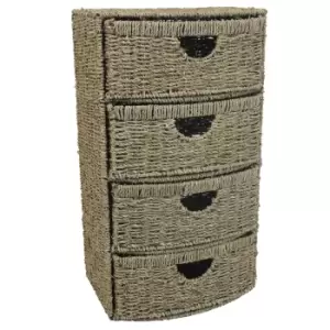 image of JVL Seagrass 4 Drawer Bow Tower Unit