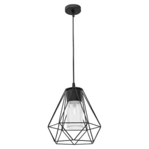 image of Netlighting Merano Barrie Wire Frame Pendant Ceiling Light Black Aluminium Clear