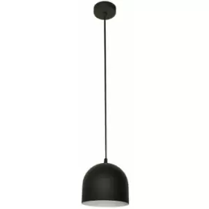 image of Helam Lighting - Helam Madison Dome Pendant Ceiling Light Black, White 17cm