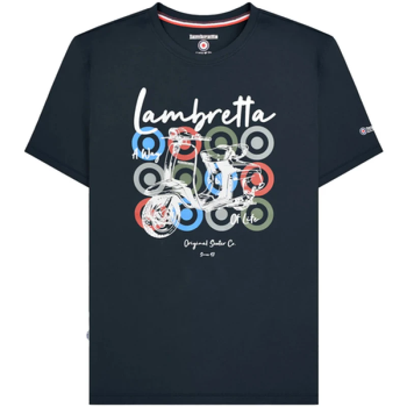 Image of Lambretta Lambretta Men Scooter Branded T-Shirt in Navy Size: Small Navy S Male 5063703650076