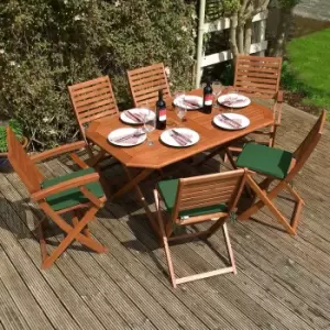 Image of Rowlinson Plumley 6 Seater Dining Set and Parasol, Green
