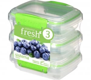 image of Sistema Fresh Rectangular 0.2 litre Containers Pack of 3