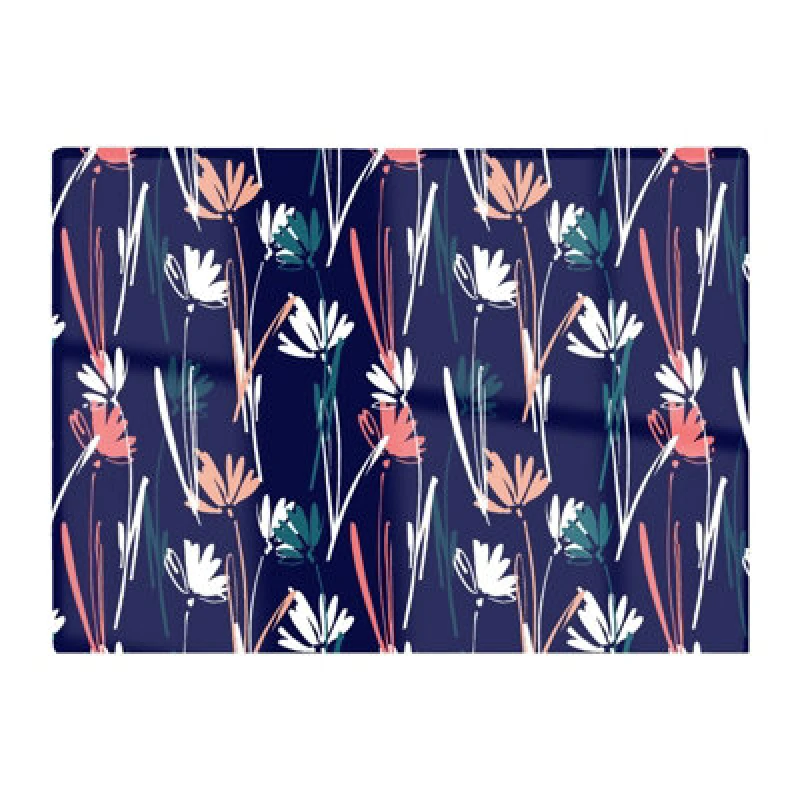 Image of Warren Reed Designer Hand Drawn Wild Flowers Glass Chopping Board