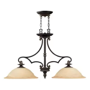 Image of 2 Bulb Chandelier Hanging Pendant LIght Olde Bronze LED E27 60W Bulb