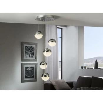 image of Schuller Sphere - Integrated LED Dimmable Cluster Drop Ceiling Pendant with Remote Control Chrome