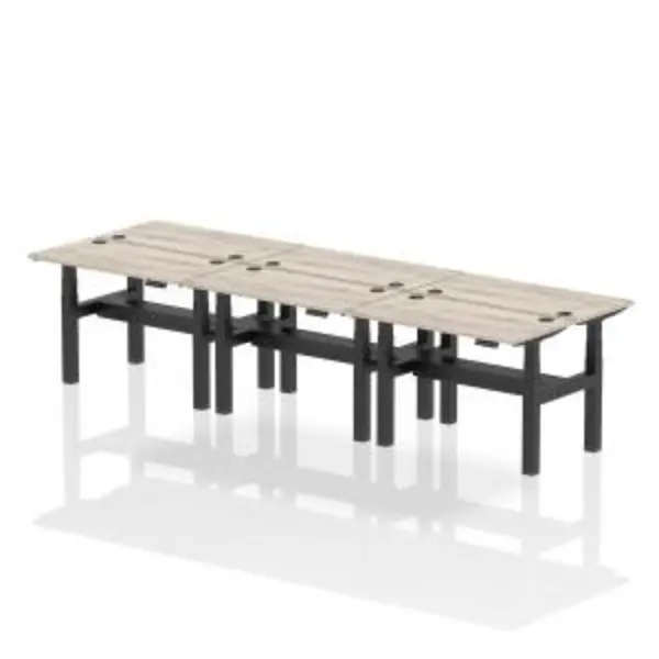 Image of Air Back-to-Back 1200 x 600mm Height Adjustable 6 Person Bench Desk DYNHA01608