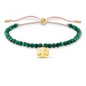 image of THOMAS SABO Gold Plated Cloverleaf Green Pearl Bracelet...