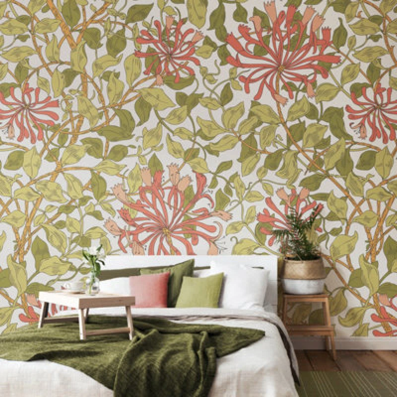 Image of Origin Murals Honeysuckle - Soft Coral Matt Smooth Paste The Wall Mural 350Cm Wide X 280Cm High