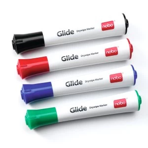 image of Nobo 1902077 Glide Drywipe Markers Pack of 4 Fine Tip