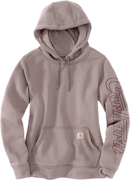 Image of Carhartt Relaxed Fit Rain Defender Graphic Ladies Hoodie, pink-beige, Size XS for Women