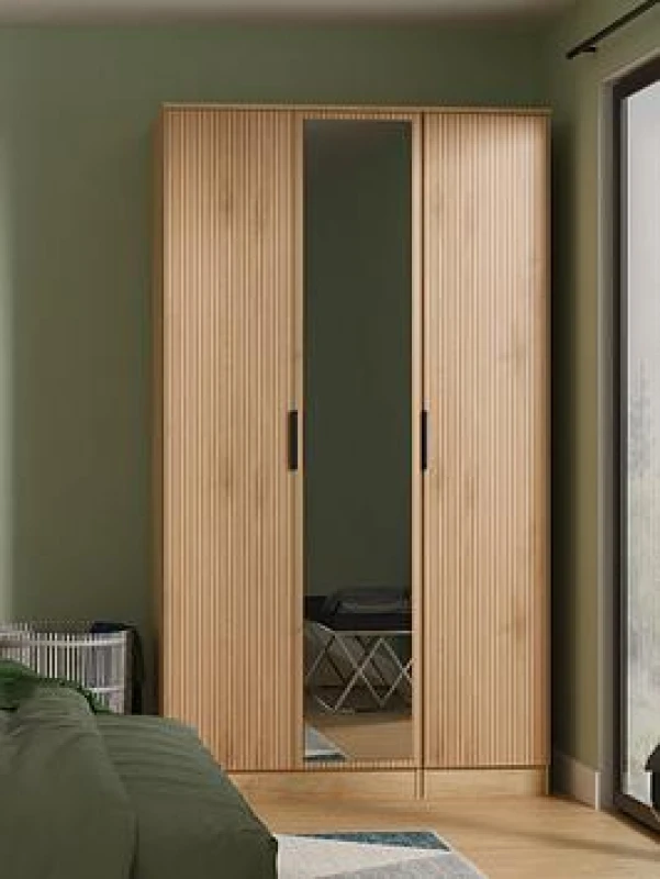 Image of Welcome Furniture Ready Assembled Java Triple Mirror Wardrobe, White JAV137SEWM