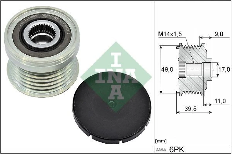 Image of INA Alternator clutch pulley INA 535 0361 10