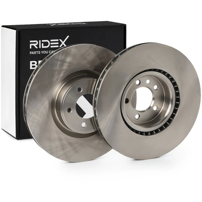 Image of RIDEX 82B1186 Brake disc Front Axle, Vented, Cast Iron, Uncoated, Untreated, without bolts/screws Cast Iron Brake Disc (82)
