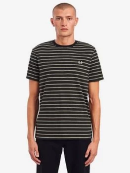 image of Fred Perry Fine Stripe T-Shirt - Green, Size 2XL, Men