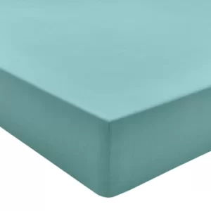 Image of Joules Cotton Percale Plain Dye Single Fitted Sheet, Cotswold Blue