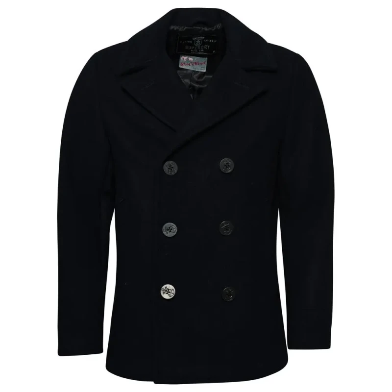 Image of Superdry Wool coat Superdry Merchant Store Bleu Male 2XL