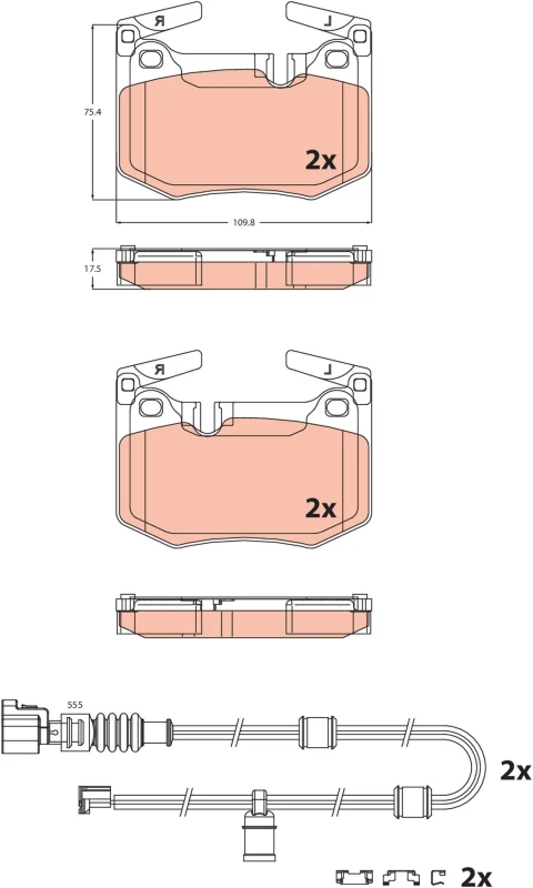 Image of Brake pad set TRW GDB2543