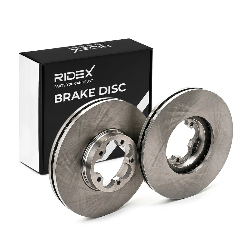 Image of RIDEX 82B2389 Brake disc Front Axle, Vented, Cast Iron, Uncoated, Untreated, without bolts/screws Cast Iron Brake Disc (82)