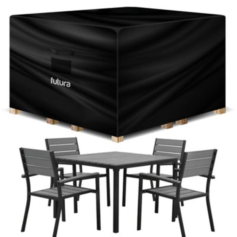 Image of Futura 600D Patio Cover Square 125x125x74cm Weatherproof Outdoor Garden Furniture Cover Black
