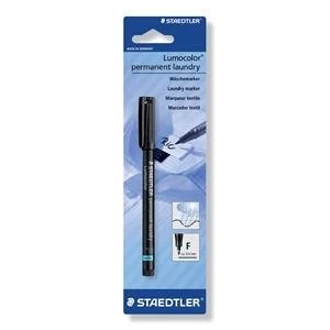 image of Original Staedtler Lumocolor Permanent Laundry Marker Line Width 0.6mm Black Pack of 10